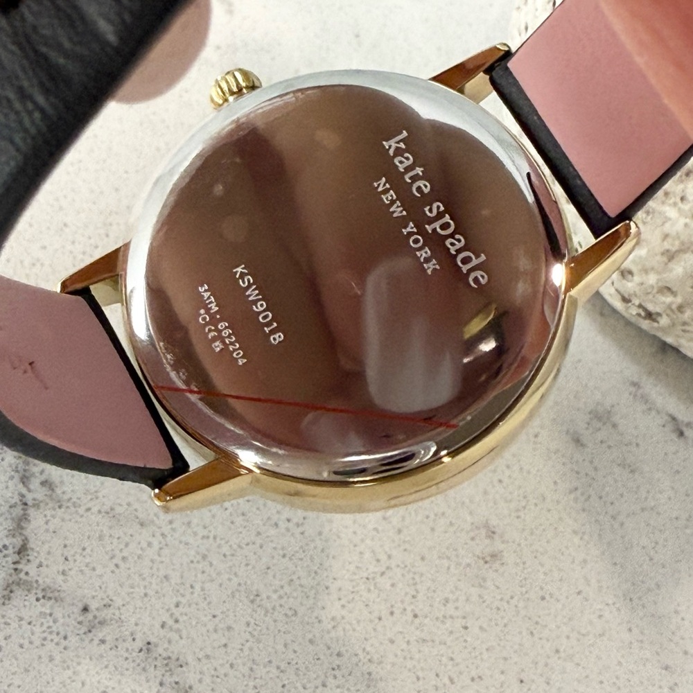 Kate Spade Metro Scallop Three-Hand Black Leather Watch 34mm - Picture 5 of 7